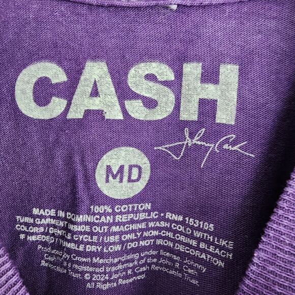 Urban Outfitters Johnny Cash T-Shirt Purple Acid Wash Graphic Tee Medium - Picture 6 of 8